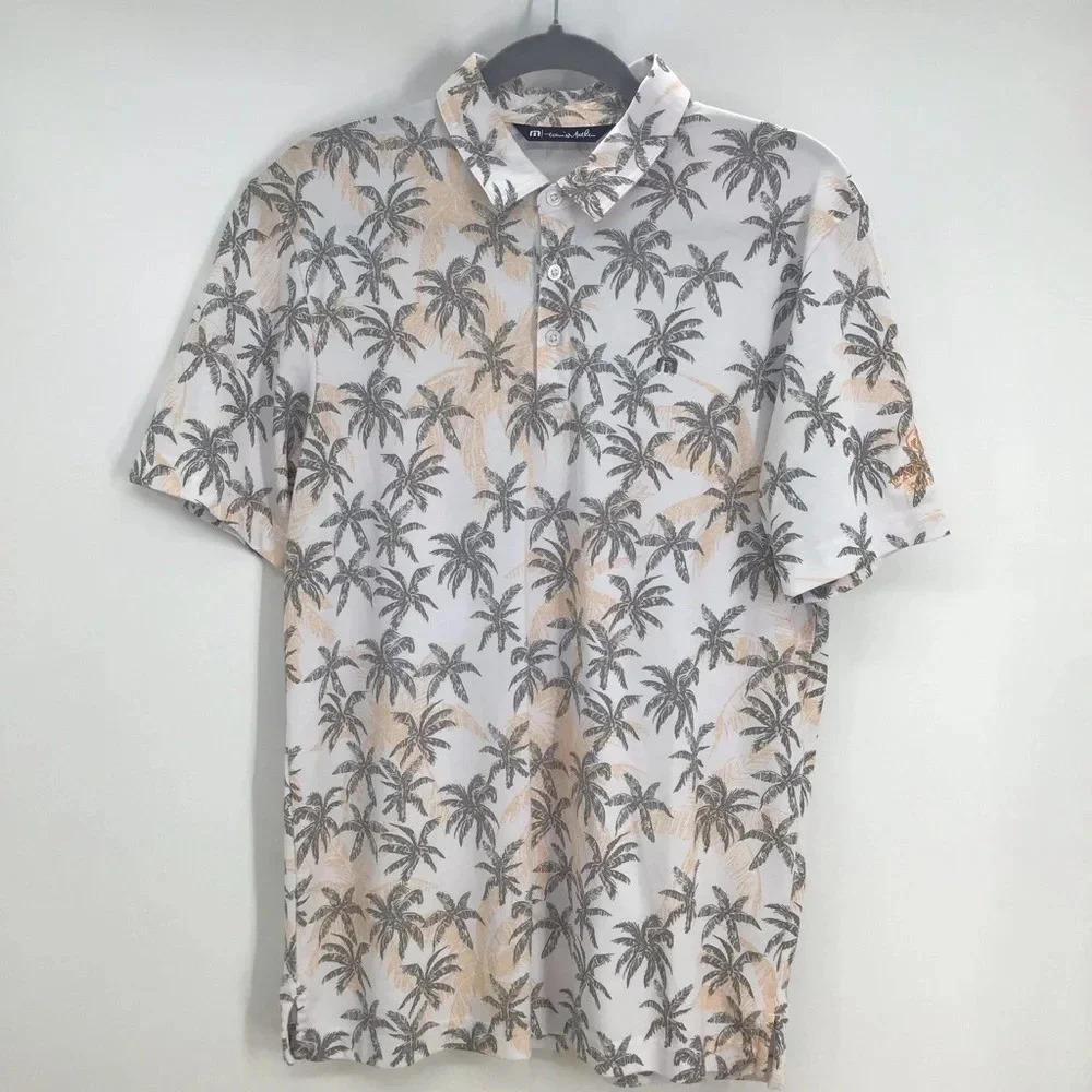 Travis Mathew’s Men’s Palm Print Golf Sport Short Sleeve Polo Size M